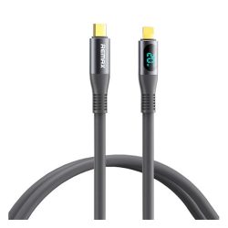   REMAX ZISEE adatkábel (Type-C - lightning, 20W, PD gyorstöltő, 120cm, LED kijelző) SZÜRKE