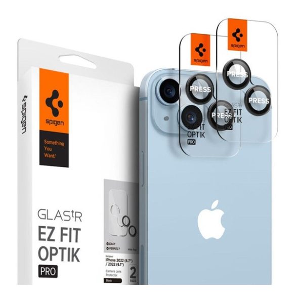 SPIGEN OPTIK PRO kameravédő üveg 2db (9H) FEKETE Apple iPhone 14 Plus, iPhone 14, iPhone 15 Plus