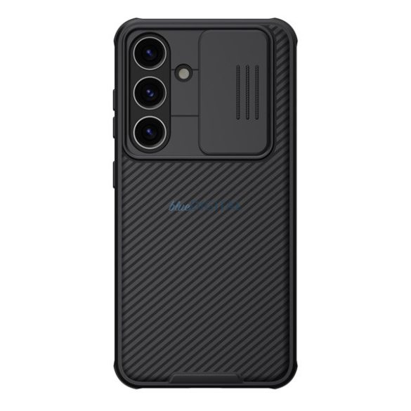 NILLKIN CAMSHIELD PRO műanyag telefonvédő (szilikon keret, ütésállóság, kameravédő, csíkos) FEKETE Samsung Galaxy S24 (SM-S921)
