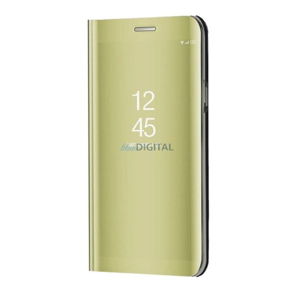 Tok álló (aktív FLIP, oldalra nyíló, asztali tartó, tükrös) ARANY Samsung Galaxy S24 (SM-S921)