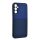 Műanyag telefonvédő (szilikon keret, ütésállóság, mágneses, bőr hatású hátlap, csíkos) SÖTÉTKÉK Samsung Galaxy S24 (SM-S921)