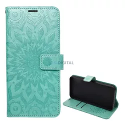   Tok álló, bőr hatású (FLIP, oldalra nyíló, asztali tartó, kézpánt, mandala) CYAN Samsung Galaxy A05s (SM-A057F)