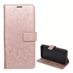   Tok álló, bőr hatású (FLIP, oldalra nyíló, asztali tartó, csuklópánt, mandala) ROZÉARANY Samsung Galaxy A15 5G (SM-A156), Galaxy A15 (SM-A155)