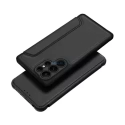   Tok álló, bőr hatású (FLIP, oldalra nyíló, ütésállóság, légpárnás sarok, kameravédő, karbon minta) FEKETE Samsung Galaxy S24 (SM-S921)