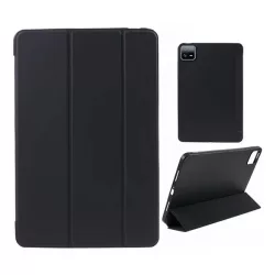   Tok álló, bőr hatású (FLIP, oldalra nyíló, TRIFOLD, asztali tartó) FEKETE Xiaomi Pad 6