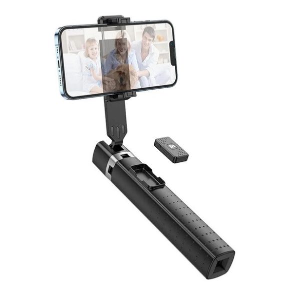 HOCO K18 szelfibot (univerzális, tripod állvány, állítható, bluetooth távkioldó, 97cm, 4.5-7.0" méret) FEKETE