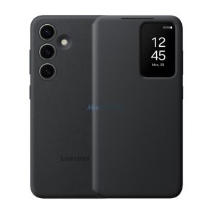 SAMSUNG tok álló (aktív FLIP, oldalra nyíló, átlátszó előlap) FEKETE Samsung Galaxy S24 (SM-S921)