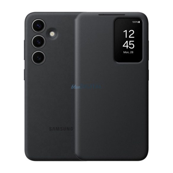 SAMSUNG tok álló (aktív FLIP, oldalra nyíló, átlátszó előlap) FEKETE Samsung Galaxy S24 (SM-S921)
