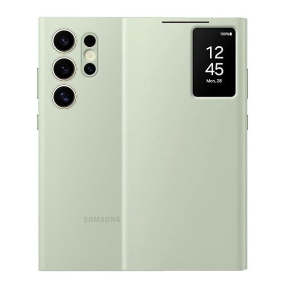 SAMSUNG tok álló (aktív FLIP, oldalra nyíló, átlátszó előlap) VILÁGOSZÖLD Samsung Galaxy S24 Ultra (SM-S928)