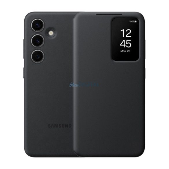 SAMSUNG tok álló (aktív FLIP, oldalra nyíló, átlátszó előlap) FEKETE Samsung Galaxy S24 Plus (SM-S926)