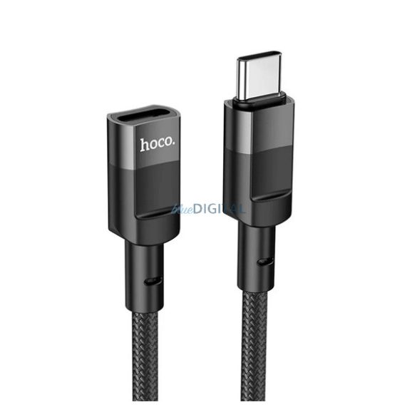 HOCO U107 adapter kábel (Type-C aljzat - Type-C, 3A, adatátvitel és töltés, 120cm, OTG) FEKETE