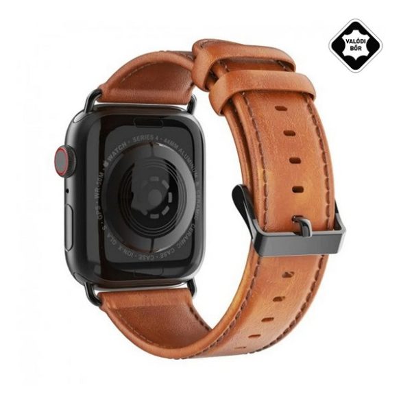 DUX DUCIS YA pótszíj (egyedi méret, nagy, valódi bőr, mágneses) BARNA Apple Watch Ultra 2 49mm, Watch Ultra 49mm, Watch Series 9 45mm