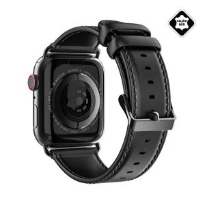 DUX DUCIS YA pótszíj (egyedi méret, nagy, valódi bőr, mágneses) FEKETE Apple Watch Ultra 2 49mm,Watch Ultra 49mm,Watch Series 9 45mm