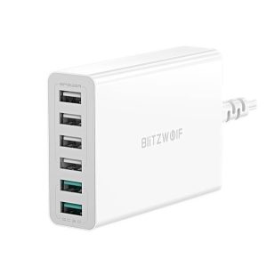 BLITZWOLF hálózati elosztó 6 USB aljzat (60W, PD gyorstöltő 3.0) FEHÉR