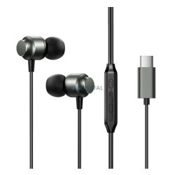   JOYROOM fülhallgató SZTEREO (Type-C, mikrofon, felvevő gomb, hangerőszabályzó) SÖTÉTSZÜRKE