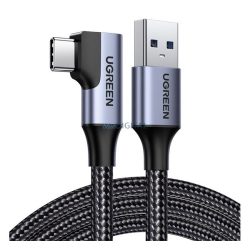   UGREEN adatkábel (USB - Type-C, 3A, gyorstöltő 3.0, 100cm, 90 fokos, cipőfűző) FEKETE