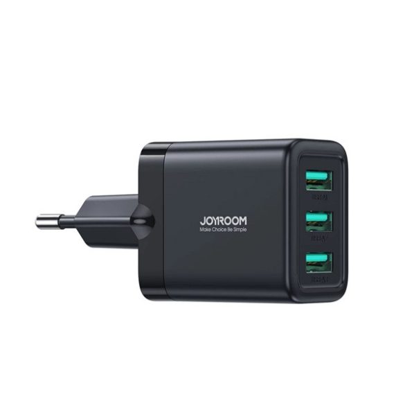 JOYROOM hálózati töltő 3 USB aljzat (17W, gyorstöltő) FEKETE