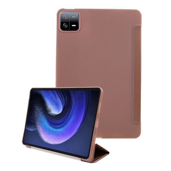 Tok álló, bőr hatású (aktív FLIP, oldalra nyíló, TRIFOLD, asztali tartó) ROZÉARANY Xiaomi Pad 6