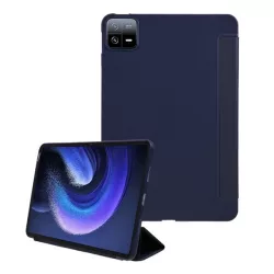   Tok álló, bőr hatású (aktív FLIP, oldalra nyíló, TRIFOLD, asztali tartó) SÖTÉTKÉK Xiaomi Pad 6
