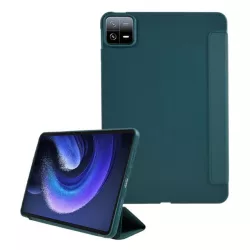   Tok álló, bőr hatású (aktív FLIP, oldalra nyíló, TRIFOLD, asztali tartó) SÖTÉTZÖLD Xiaomi Pad 6