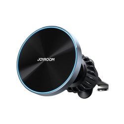   JOYROOM autós tartó (szellőzőre, mágneses, 360°, LED jelzés, 15W, wireless, 4.5-7" méret) FEKETE
