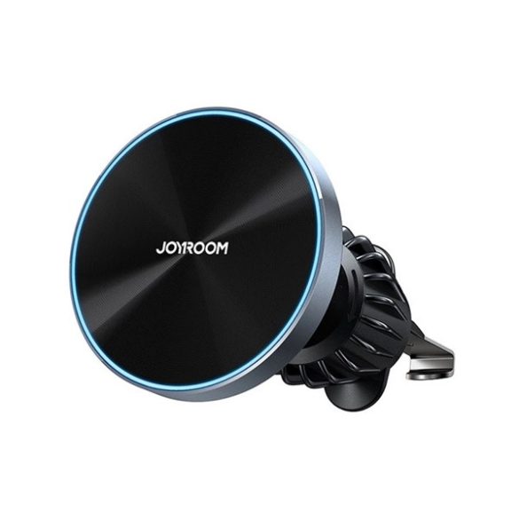 JOYROOM autós tartó (szellőzőre, mágneses, 360°, LED jelzés, 15W, wireless, 4.5-7" méret) FEKETE 