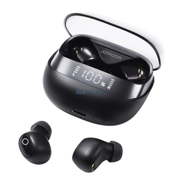 JOYROOM JDOTS bluetooth fülhallgató SZTEREO (v5.3, TWS, mikrofon, zajszűrő, LED kijelző + töltőtok) FEKETE