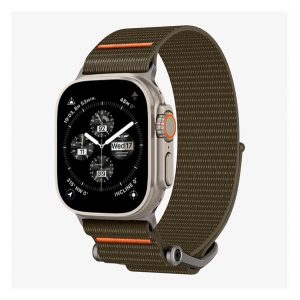 SPIGEN DURAPRO FLEX pótszíj (egyedi méret, nagy, textil, állítható) BARNA/NARANCSSÁRGA Apple Watch Series 3 42mm, Watch Series 2 42mm, Watch Series 1 42mm