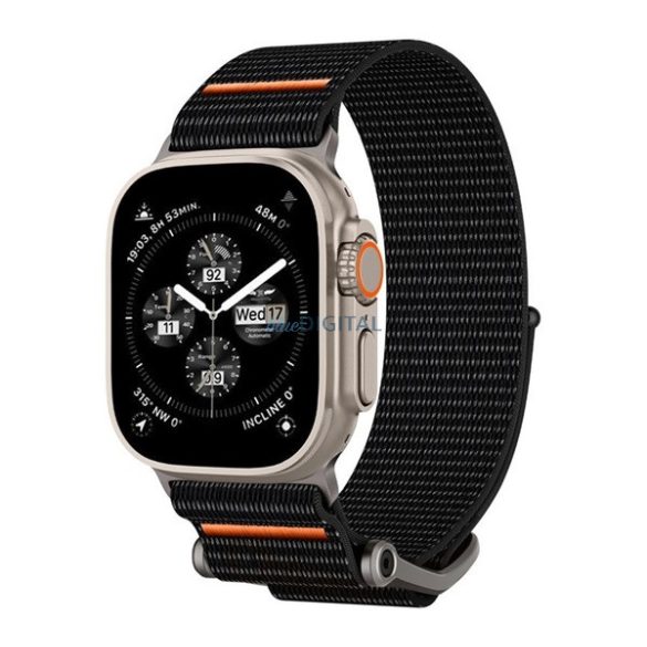SPIGEN DURAPRO FLEX pótszíj (egyedi méret, textil, állítható) FEKETE/NARANCSSÁRGA Apple Watch Series 3 42mm, Watch Series 2 42mm, Watch Series 1 42mm