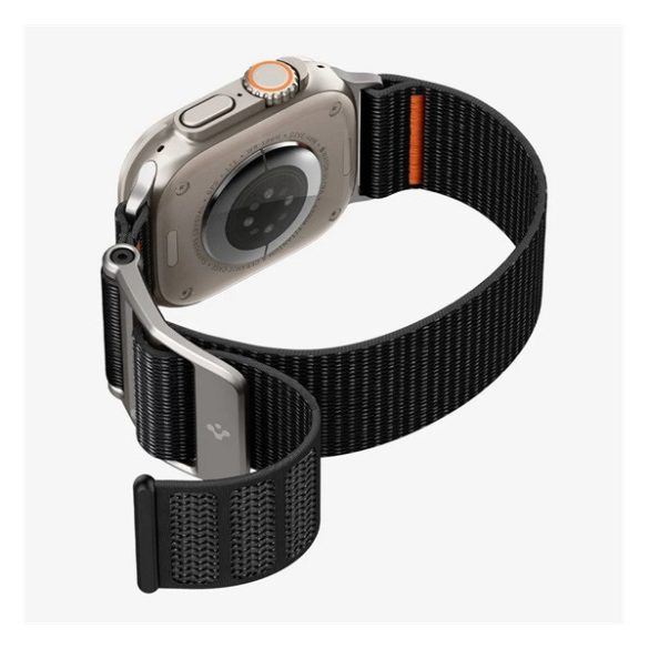 SPIGEN DURAPRO FLEX pótszíj (egyedi méret, nagy, textil, állítható) FEKETE/NARANCSSÁRGA Apple Watch Series 3 42mm, Watch Series 2 42mm, Watch Series 1 42mm