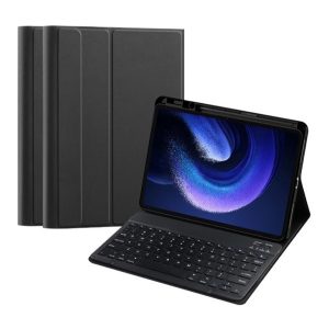 Tok álló, bőr hatású (FLIP, bluetooth billentyűzet, asztali tartó, QWERTY, angol nyelvű, ceruza tartó) FEKETE Xiaomi Pad 6