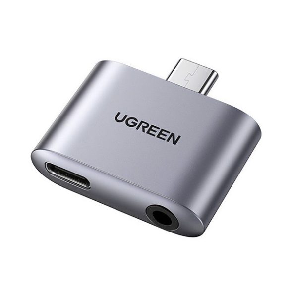 UGREEN audió adapter és töltő (elosztó, Type-C+3.5mm jack aljzat - Type-C) SZÜRKE