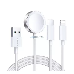 JOYROOM töltőkábel 3in1 (USB - lightning/Type-C, Apple Watch töltő, wireless, gyorstöltő, 120cm) FEHÉR