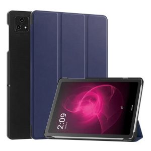 Tok álló, bőr hatású (aktív FLIP, oldalra nyíló, TRIFOLD, asztali tartó) SÖTÉTKÉK T Tablet 5G ( 2023 )