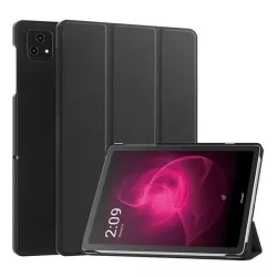   Tok álló, bőr hatású (aktív FLIP, oldalra nyíló, TRIFOLD, asztali tartó) FEKETE T Tablet 5G ( 2023 )