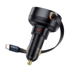   BASEUS ENJOYMENT PRO autós töltő Type-C aljzat (60W, PD gyorstöltő 3.0 + Type-C kábel) FEKETE