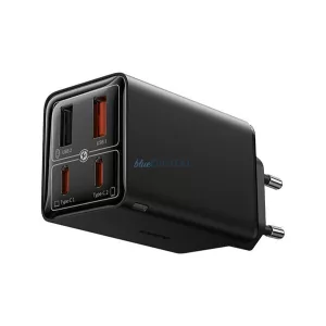 BASEUS hálózati töltő 2 USB+2 Type-C aljzat (65W, GaN5, gyorstöltő + Type-C kábel) FEKETE