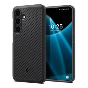 SPIGEN CORE ARMOR szilikon telefonvédő (ütésállóság, kameravédő, csíkos) FEKETE Samsung Galaxy S24 (SM-S921)