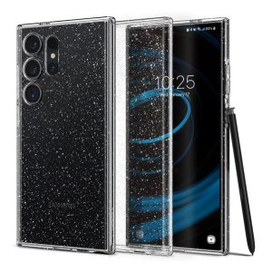 SPIGEN LIQUID CRYSTAL GLITTER szilikon telefonvédő (ütésállóság, légpárnás sarok, csillámporos) ÁTLÁTSZÓ Samsung Galaxy S24 Ultra (SM-S928)