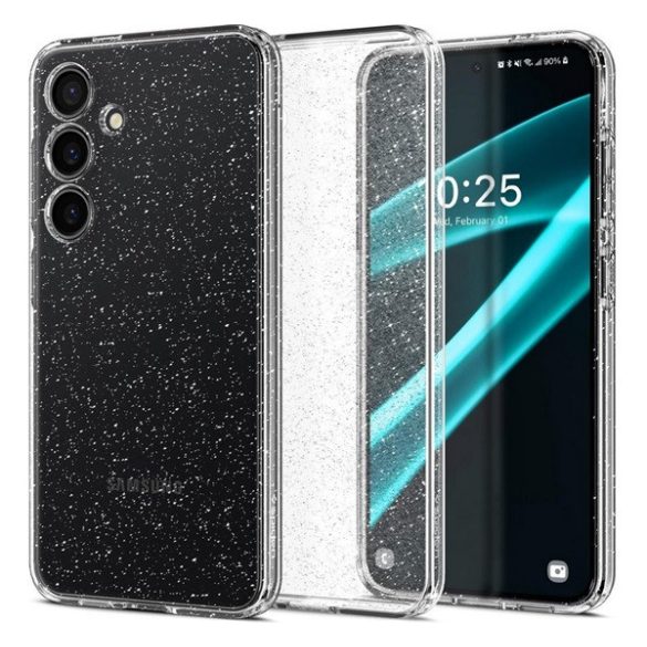 SPIGEN LIQUID CRYSTAL GLITTER szilikon telefonvédő (ütésállóság, légpárnás sarok, csillámporos) ÁTLÁTSZÓ Samsung Galaxy S24 Plus (SM-S926)