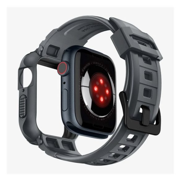 SPIGEN RUGGED ARMOR PRO pótszíj (egyedi méret, szilikon, ütésállóság + szilikon keret) SÖTÉTSZÜRKE Apple Watch Series 9 45mm, Watch Series 8 45mm, Watch Series 7 45mm