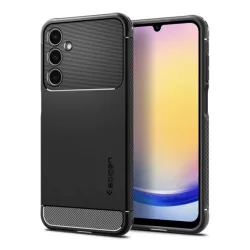   SPIGEN RUGGED ARMOR szilikon telefonvédő (ütésállóság, légpárnás sarok, karbon minta) FEKETE Samsung Galaxy A25 5G (SM-A256)