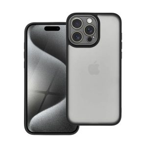 Szilikon telefonvédő (ütésállóság, akril hátlap, kameravédő) FEKETE Apple iPhone 15 Pro Max