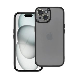 Szilikon telefonvédő (ütésállóság, akril hátlap, kameravédő) FEKETE Apple iPhone 15