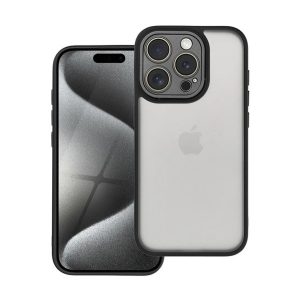 Szilikon telefonvédő (ütésállóság, akril hátlap, kameravédő) FEKETE Apple iPhone 15 Pro