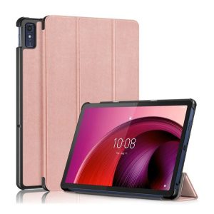 Tok álló, bőr hatású (aktív FLIP, oldalra nyíló, TRIFOLD, asztali tartó) ROZÉARANY Lenovo Tab M10 5G (TB-X607)