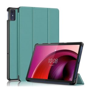 Tok álló, bőr hatású (aktív FLIP, oldalra nyíló, TRIFOLD, asztali tartó) SÖTÉTZÖLD Lenovo Tab M10 5G (TB-X607)