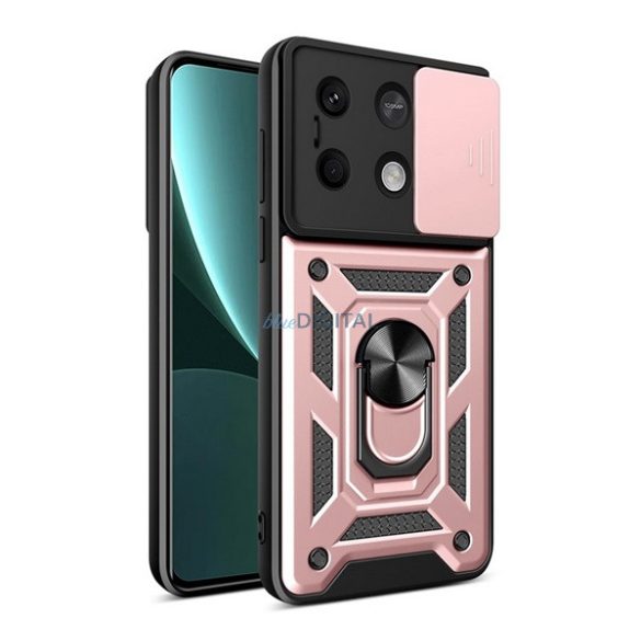 Defender műanyag telefonvédő (ütésállóság, szilikon belső, tartógyűrű, kameravédő) ROZÉARANY Xiaomi Redmi Note 13 5G