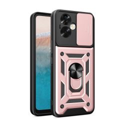   Defender műanyag telefonvédő (ütésállóság, szilikon belső, tartógyűrű, kameravédő) RÓZSASZÍN Oppo A79 5G