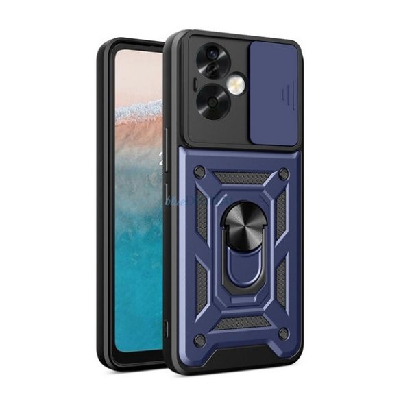 Defender műanyag telefonvédő (ütésállóság, szilikon belső, tartógyűrű, kameravédő) SÖTÉTKÉK Oppo A79 5G